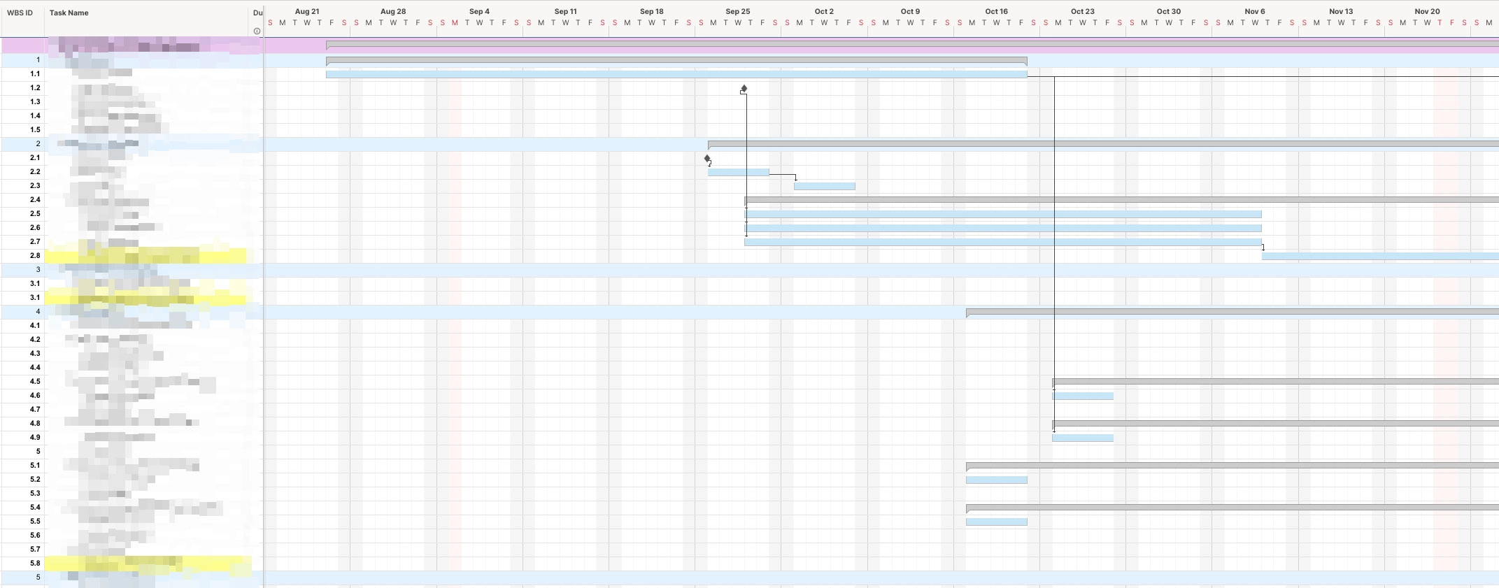 Gantt chart & work breakdown structure